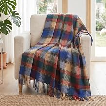 Wool Throw Blanket 55x83 Inch Plaid Tartan Blankets Camping Throws Couch Throws Blankets for Travel 1.5lb