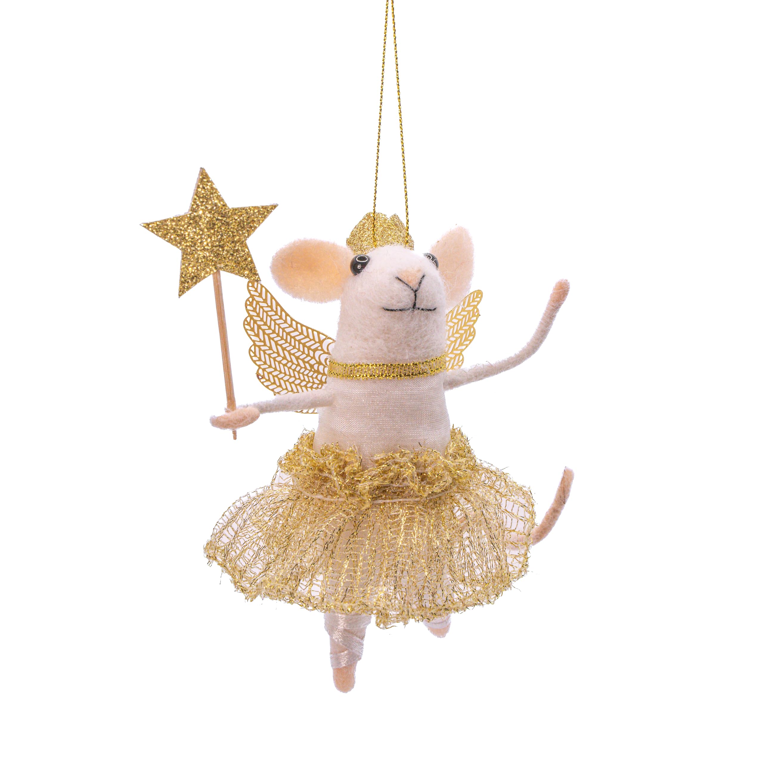 Sass & Belle Grey Fairy Mouse With Wand Felt Decoration