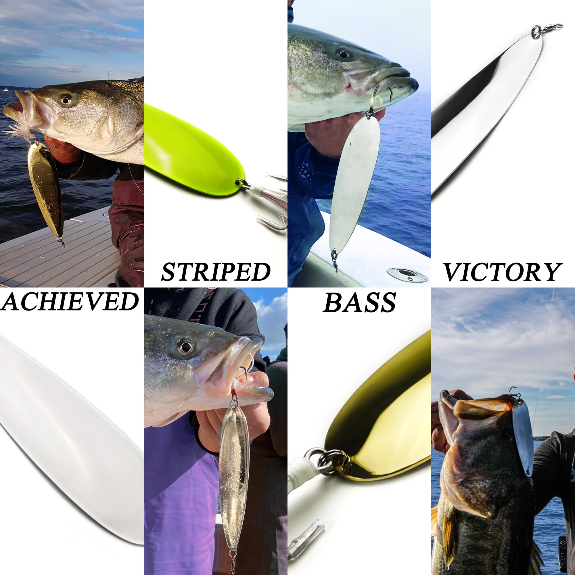 Angellöffel, 20,3 cm, 22,9 cm, Magnum Flatterlöffel, Gießlöffel, Salzwasser, Süßwasser, Shad-Löffel, Jigging Shad Löffel, harter Angelköder für gestreiften Barsch, Forelle, Crappie, Lachs