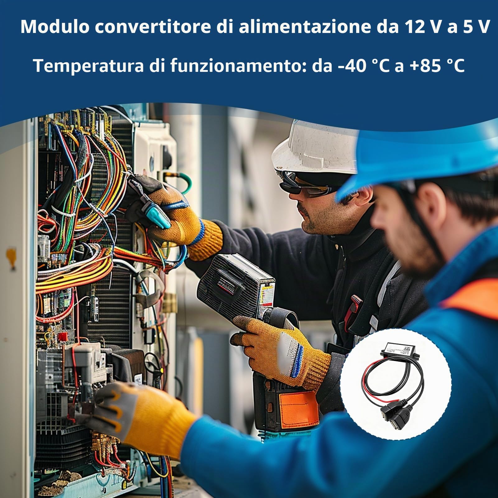 Convertitore 12V A 5V USB Con Doppia Porta 3A 15W – Step Down Impermeabile Per Auto, Moto E Barca - 5