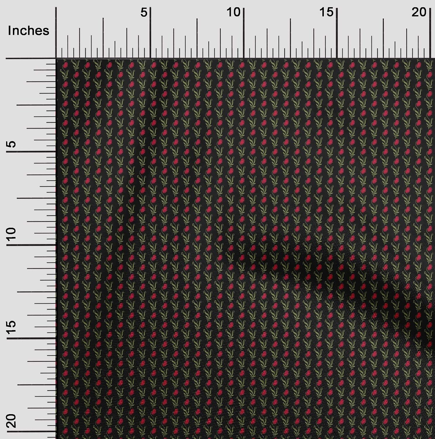 oneOone Cotton Flex Black Fabric Asian Block Fabric for Sewing Printed Craft Fabric By The Yard 40 Inch Wide-92
