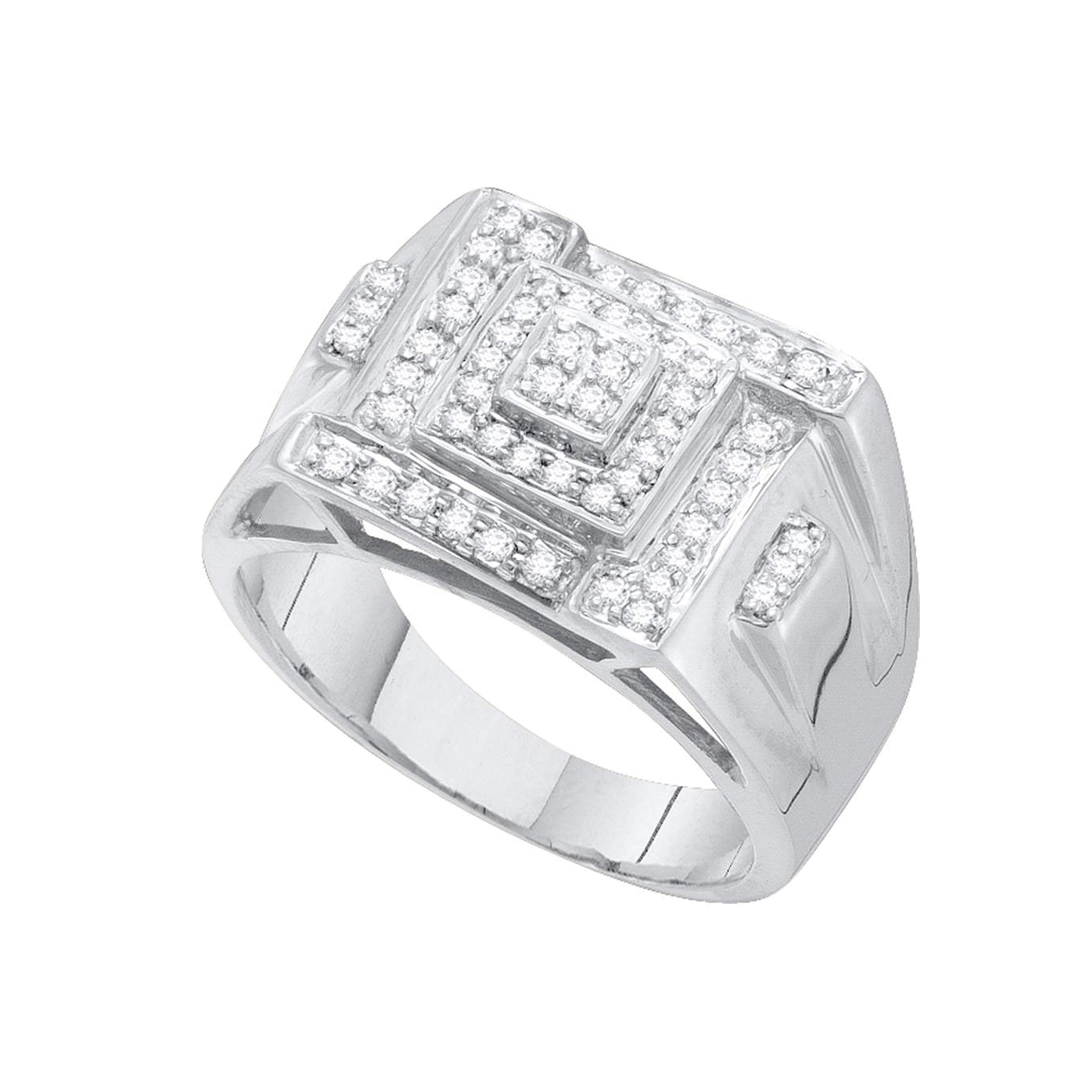 Dazzlingrock Collection Anillo micropavé de diamantes de 0,5 quilates (quilates) de 1/2 quilate, oro blanco de 10 quilates.