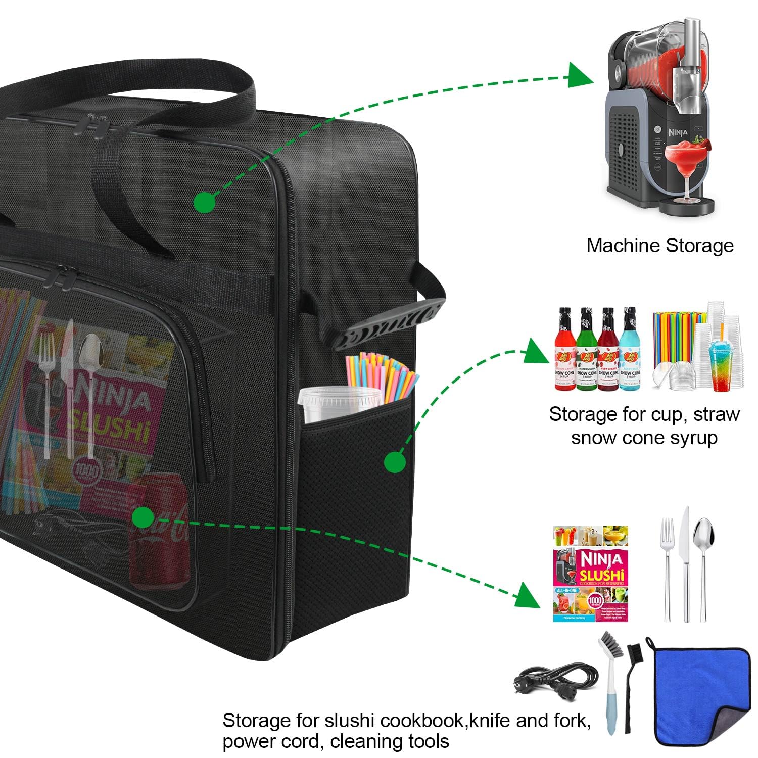 AF-WAN Borsa Da Trasporto Per Macchina Ninja SLUSHi FS301EU/FS299/FS301CEU – Nylon Impermeabile 1680D, Apertura Frontale, Tasche Per Accessori, Maniglie Multiple