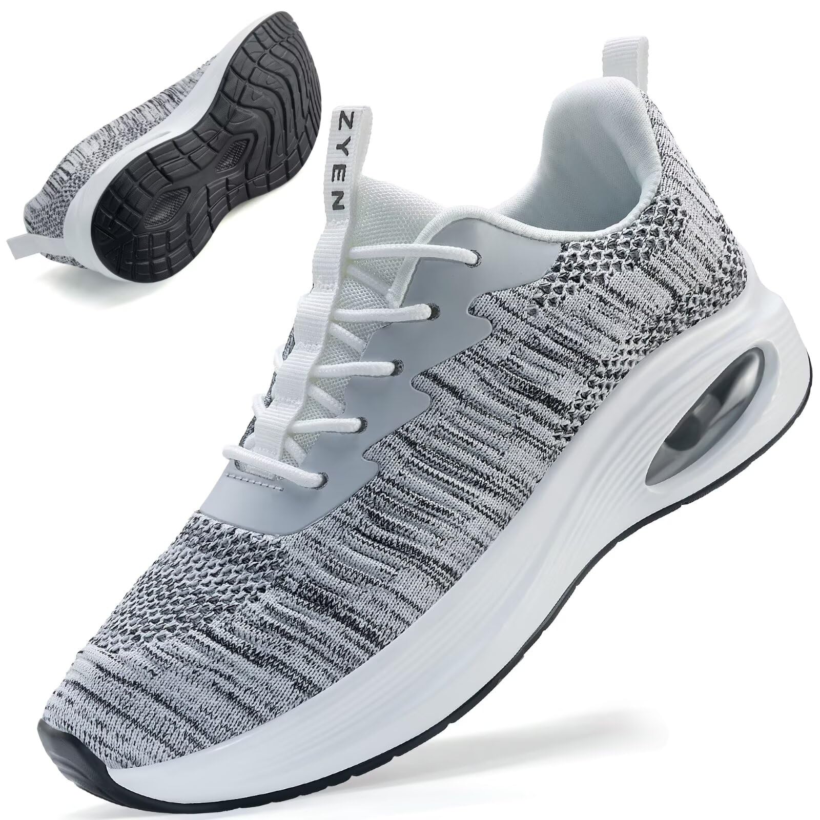 ZYEN Wide Toe Box Shoes Women Air Cushion Road Running Shoes Extra Wide Width Breathable Sneakers Arch Support Tennis Lightweight Gym Athletic Walking Sneakers 8811 Black Grey 40