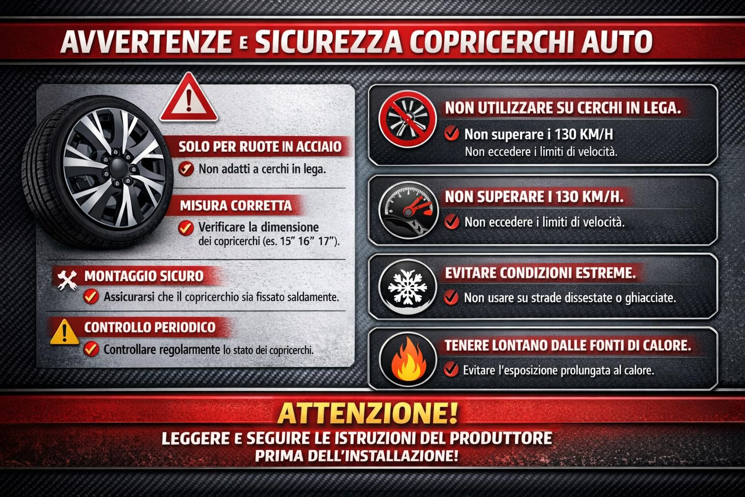 Set 4 Copricerchi 15" Compatibili con Renault Clio dal 2005 in poi – Copri Ruota per Cerchi in Acciaio – ABS Antiurto – Argento – Anello di Fissaggio Incluso