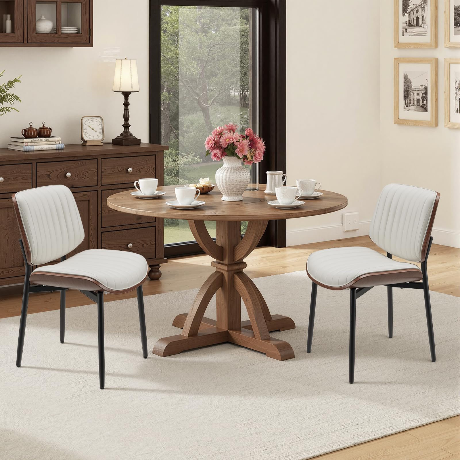 COLAMY Set Di 2 Sedie Da Pranzo Mid-Century - Imbottite, Grigio Scuro, Con Gambe In Legno Di Gomma