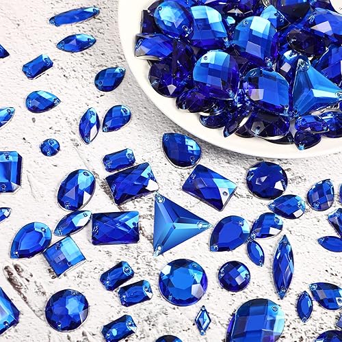 Miniatura 10 de 500 piezas de gemas de costura de acrílico con cristales de costura mezclados para coser en diamantes de imitación con 2 agujeros para la ropa