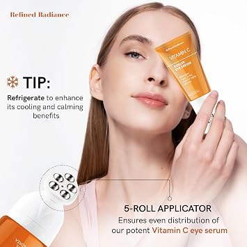 Vitamin C Eye Roller Dermatologist Tested, Anti-Aging, Korean Skin Care Fades Dark Circles, Boosts Collagen, Smooths Fine Lines Clean Beauty Formula 1.0 FL. Oz