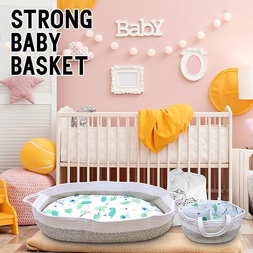 Miniatura 4 de Cesta completa para bebé y cesta de almacenamiento para todos los elementos esenciales de tu bebé, juego de 3 y más bolsas de 22 x 22 pulgadas,