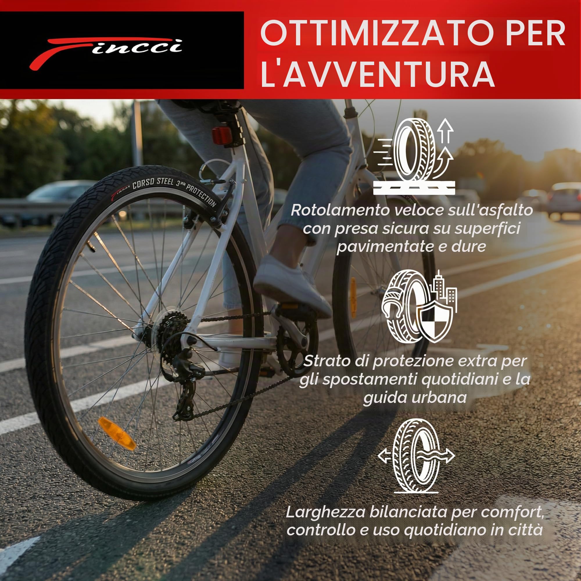 Fincci Pneumatici Bici 26 x 1.95 50-559 Pieghevole con Protezione Forature | Copertone Bici 26x1.95 50-559 con 27 TPI e Protezione Antipuntura 3mm per Pressione Massima 50 PSI - Set da 2