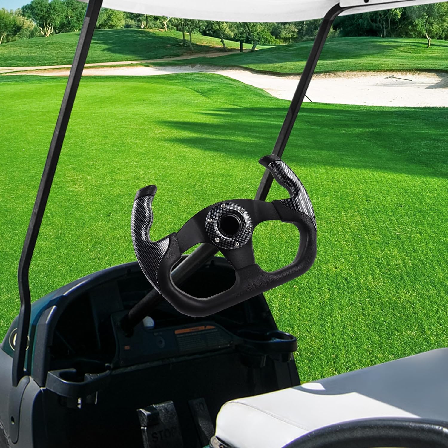 Golf Cart Steering Wheel,Universal Golf Cart Skid Steering Wheel,for Club Car EZGO RXV and TXT, Yamaha, Precedent Tempo, DS