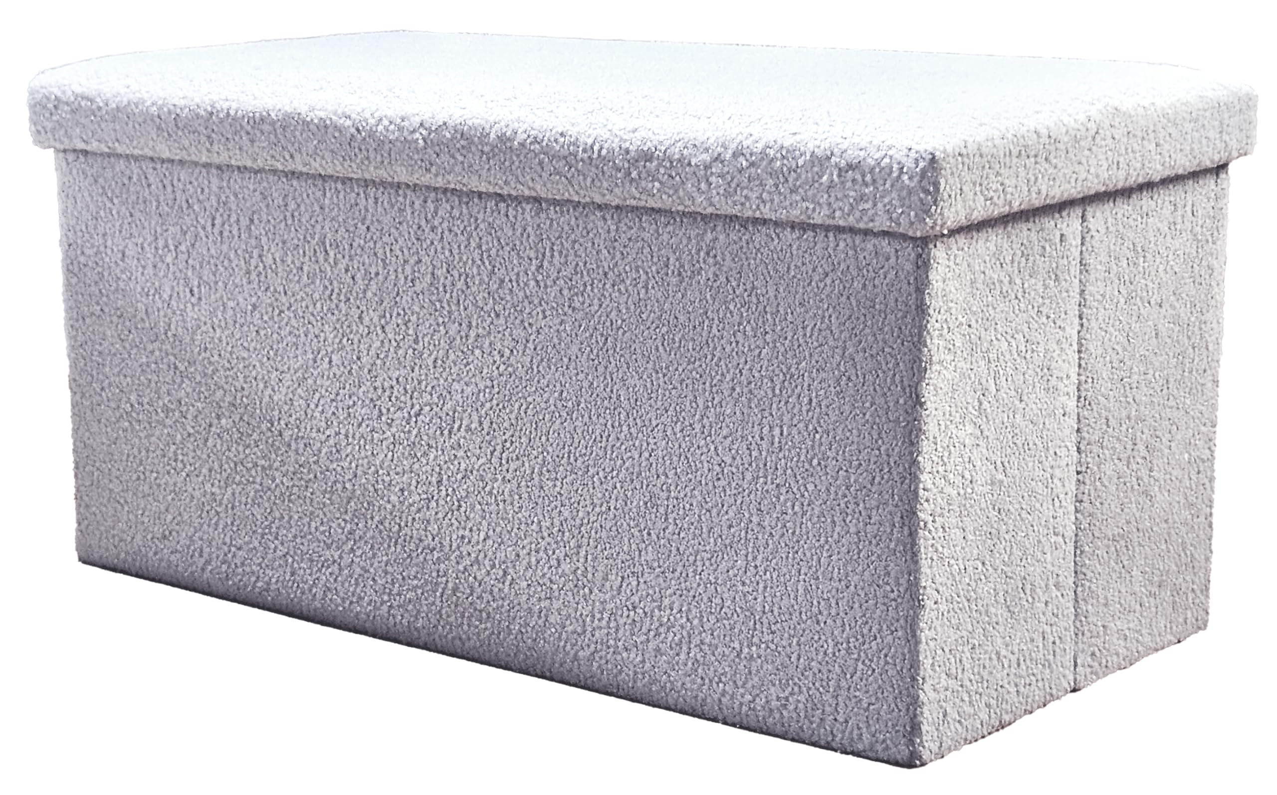 Luxe L 100% Faux Fur Go-Poufs Knock-Down Rectangular Teddy Boucle Storage Ottoman | 30