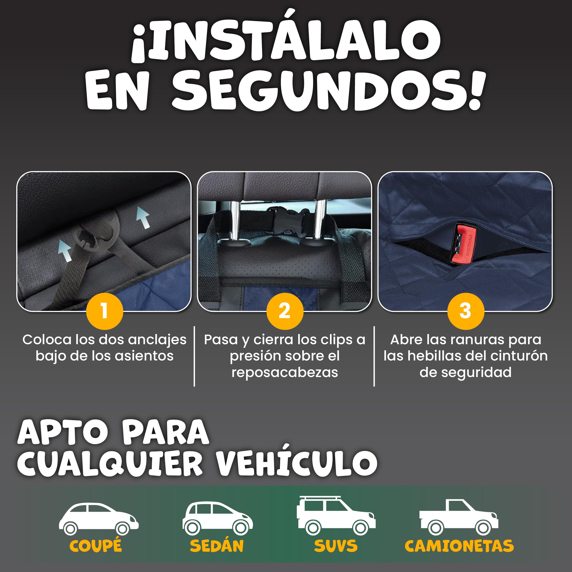 Funda Coche Perro Azul Impermeable + 2 Cinturones