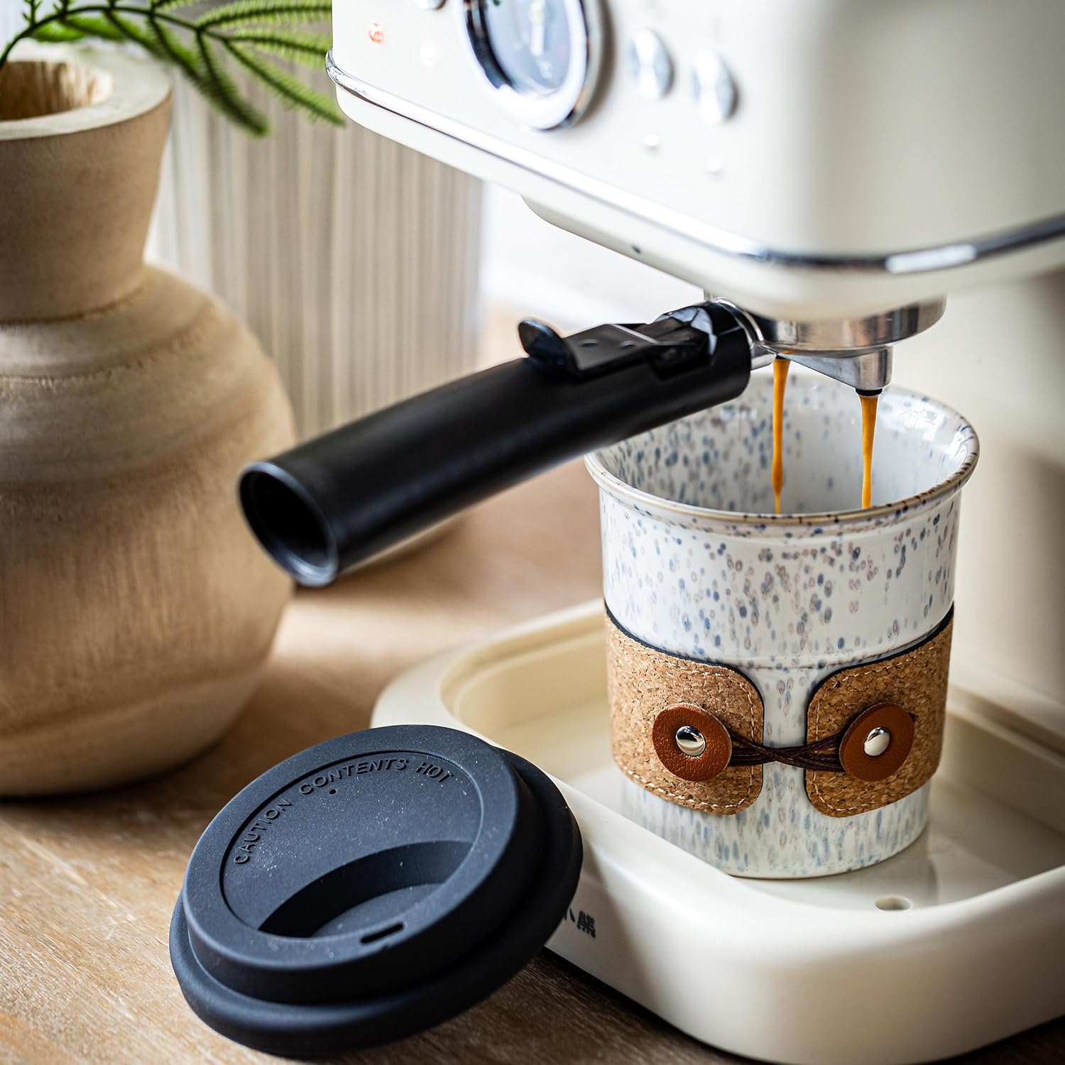 Ceramic Coffee Tumbler, Large Travel Coffee Mug with Lid, Large Porcelain Coffee Cup, Reusable Tea Mug, Microwave & Dishwasher Safe, Coffee Gifts for Men & Women, 13.5oz - Image 4