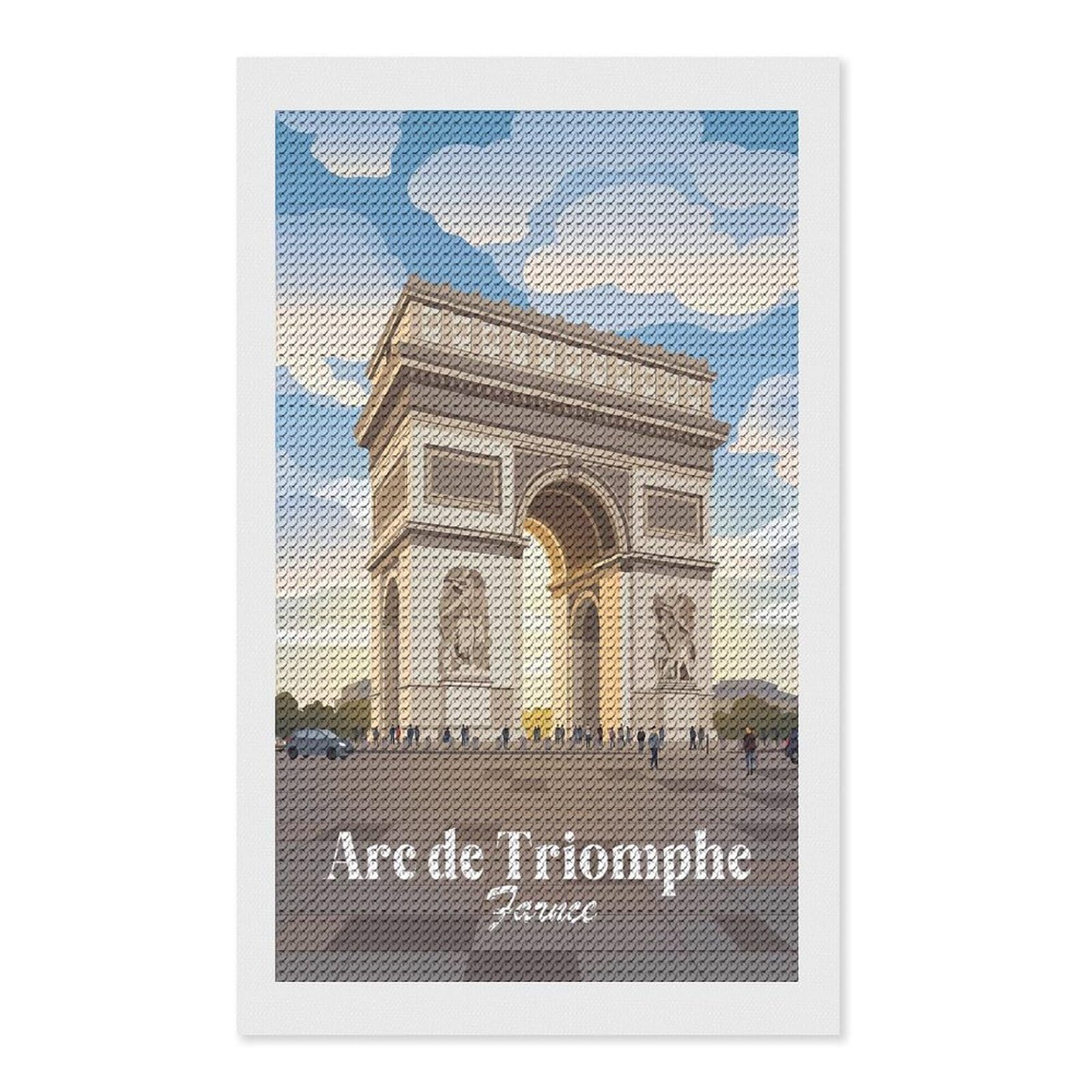 Junmoney Arc De Triomphe Paris France Diamond Painting Canvas Kit 12"x20", Adhesive Canvas, Christmas Gift, Full Kit Included, Thoughtful Present