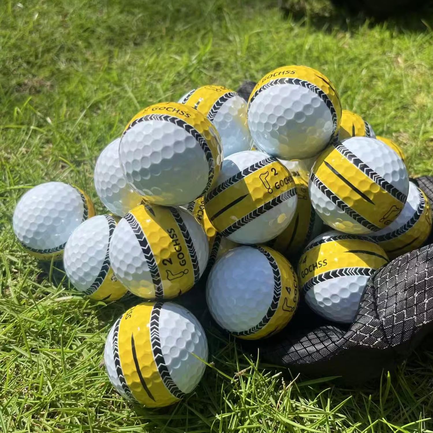 Surlyn Lot de 20 balles de golf à 2 couches avec ligne d'arrivée 332 dimples Faible spin Largeur de plus de 27 m Balles de golf durables pour amateurs, juniors et femmes