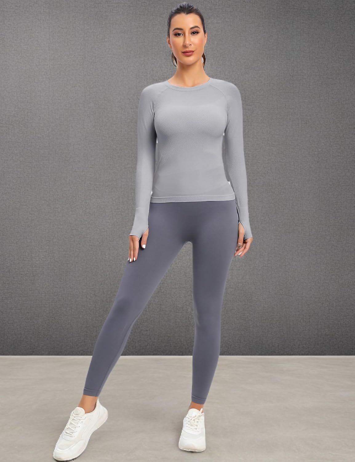 MathCat Seamless Workout Shirts for Women, Long Sleeve Workout Tops for Women, Yoga Sports Athletic Gym Tops - Image 6