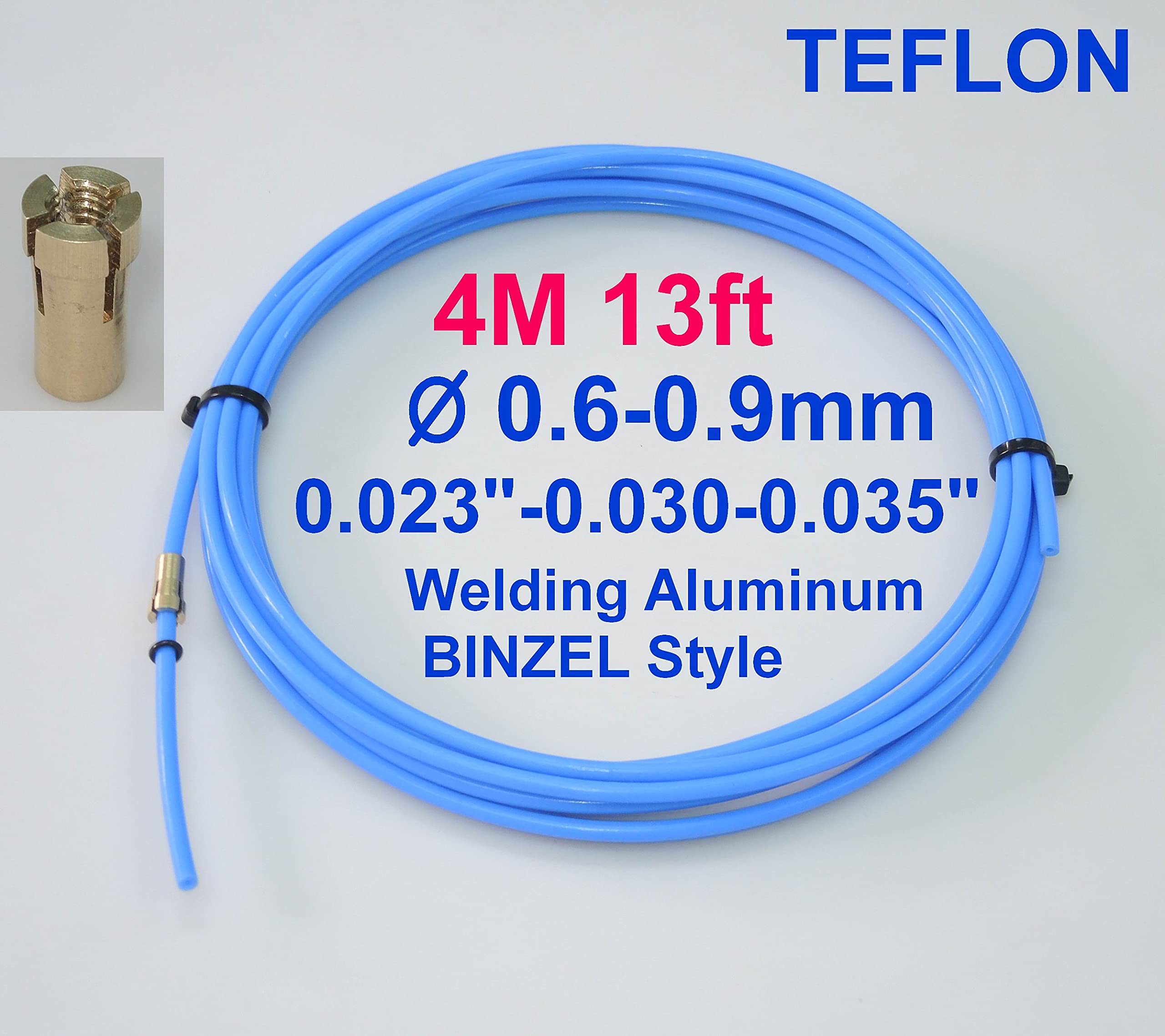 BINZEL European Style MIG Welding Liner PTFE Graphite Copper Chuck Euro KZ-2 (Teflon-Blue,4 Meters)