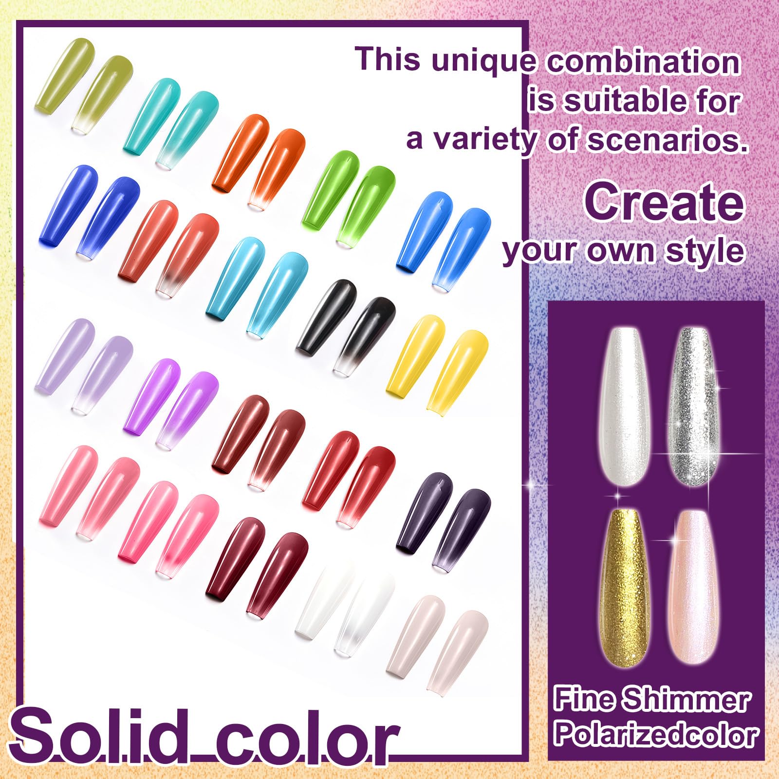 Smalto in Gel Gradient Painting, Set A con 24 Colori Ombre e 100 Pezzi di Spugna per Unghie e Pinzette per Manicure Francese Fai-da-Te, Arte delle Unghie