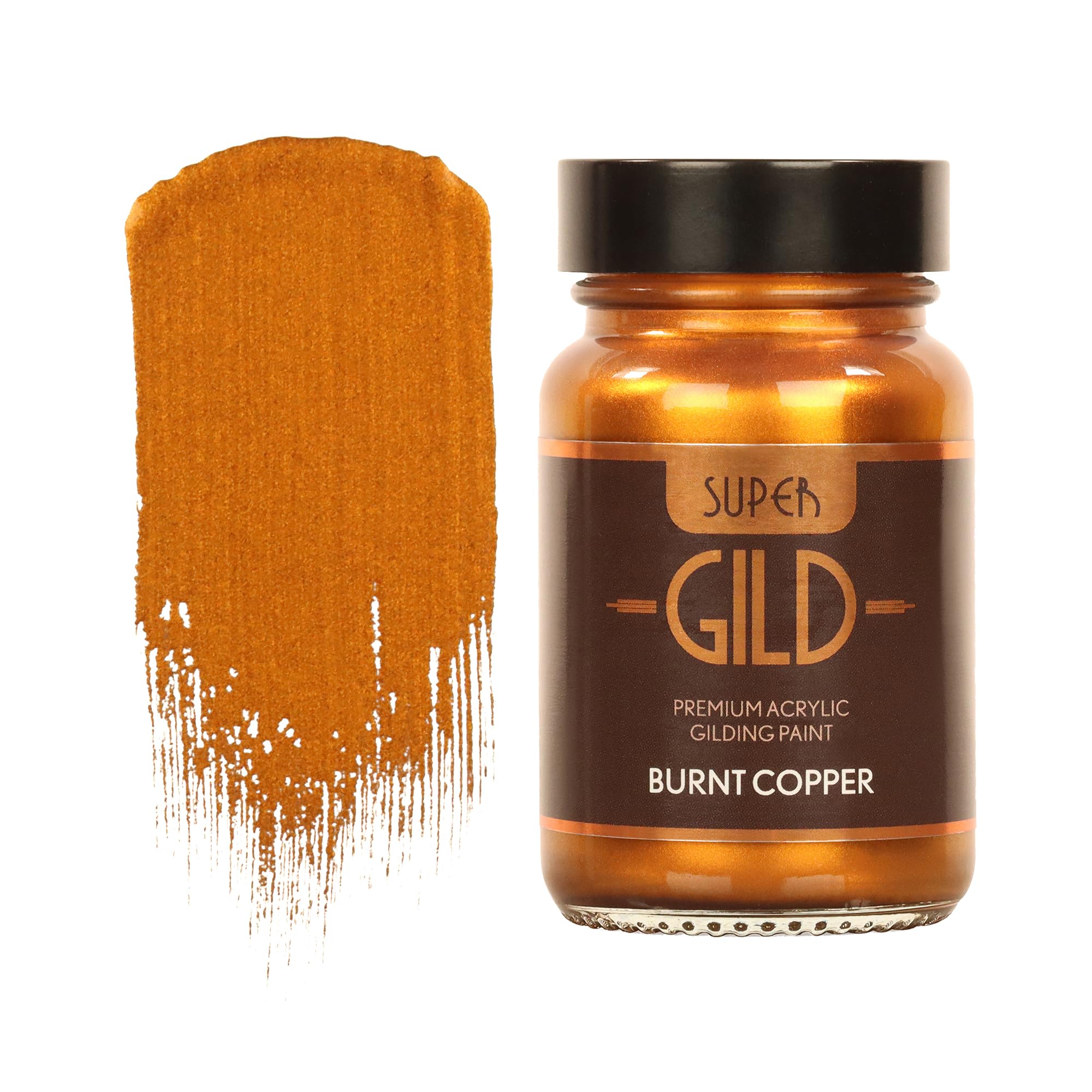 Guild Lane Super GILD Burnt Copper Acrylic Paint - High Pigment Metallic Enamel for Wood, Metal, Ceramics, Glass, Plastic, Canvas & More - Water-Based, Non-Tarnish Finish - 60ml