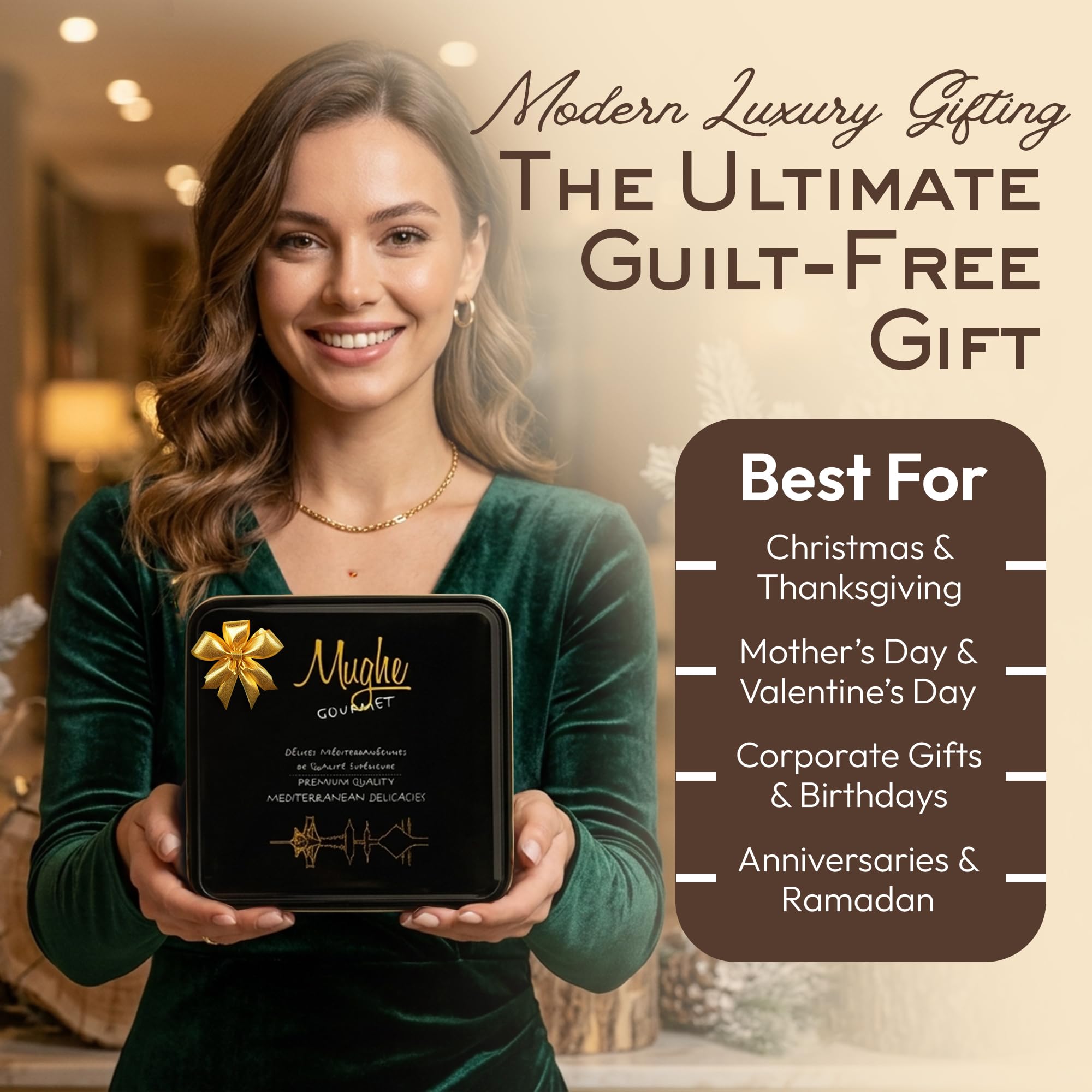 Mughe Gourmet Assortimento di Halva 850g elegante scatola regalo di latta - 3 Barrette di Tahini Halva al Sesamo Marmorizzato Pistacchio, Cacao, Vaniglia - dolce vegano - Ideale per occasioni speciali