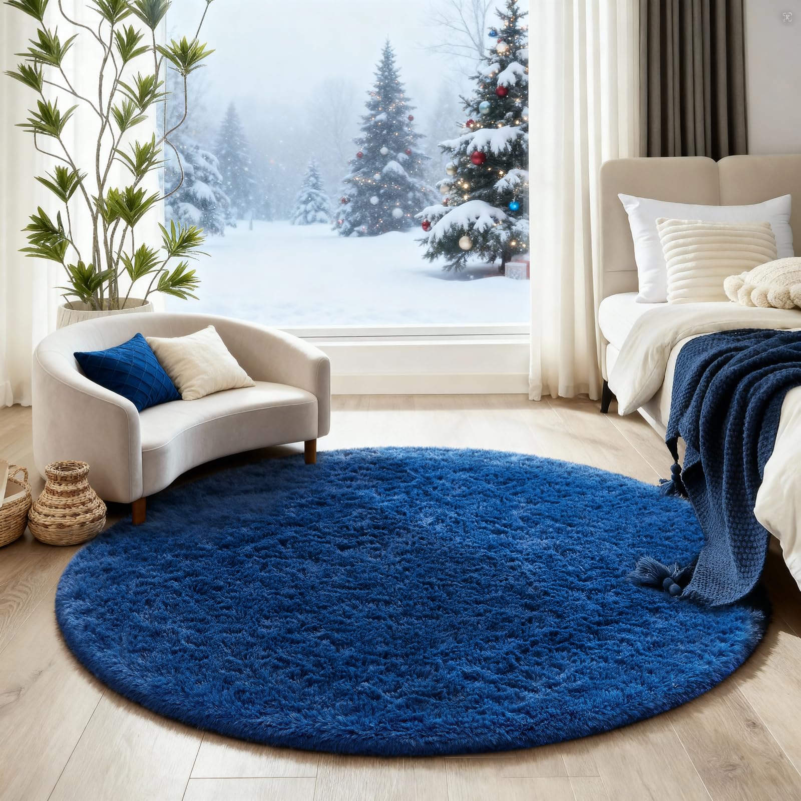 Amazon.com: Ophanie Round Rug 4Ft Blue Circle Area Rug, Boys Room
