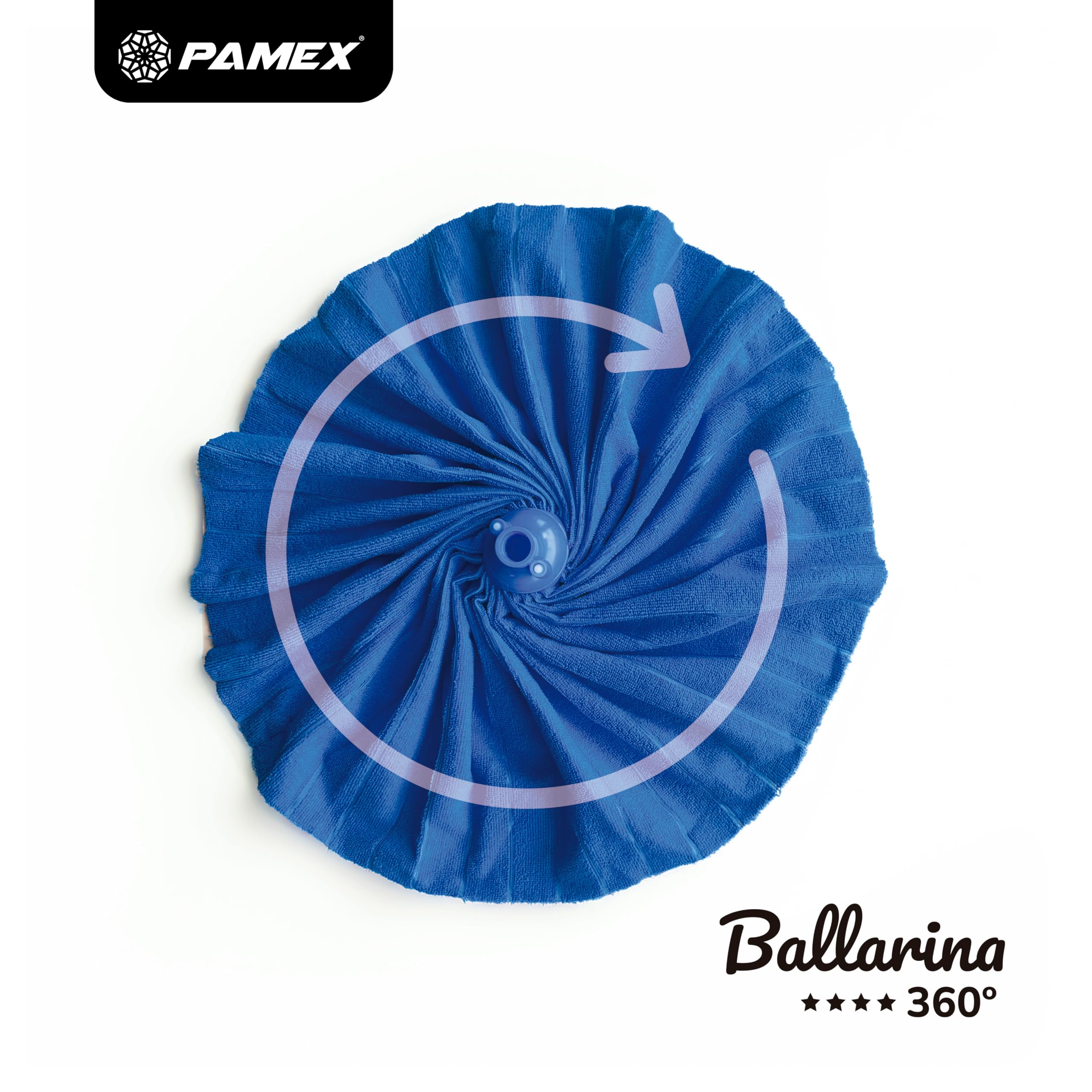 Pamex - Fregona Microfibra Ballarina 360º en Tres Colores Azul, Rojo, Verde Fregona Superabsorbente - Caja de 24 Unidades