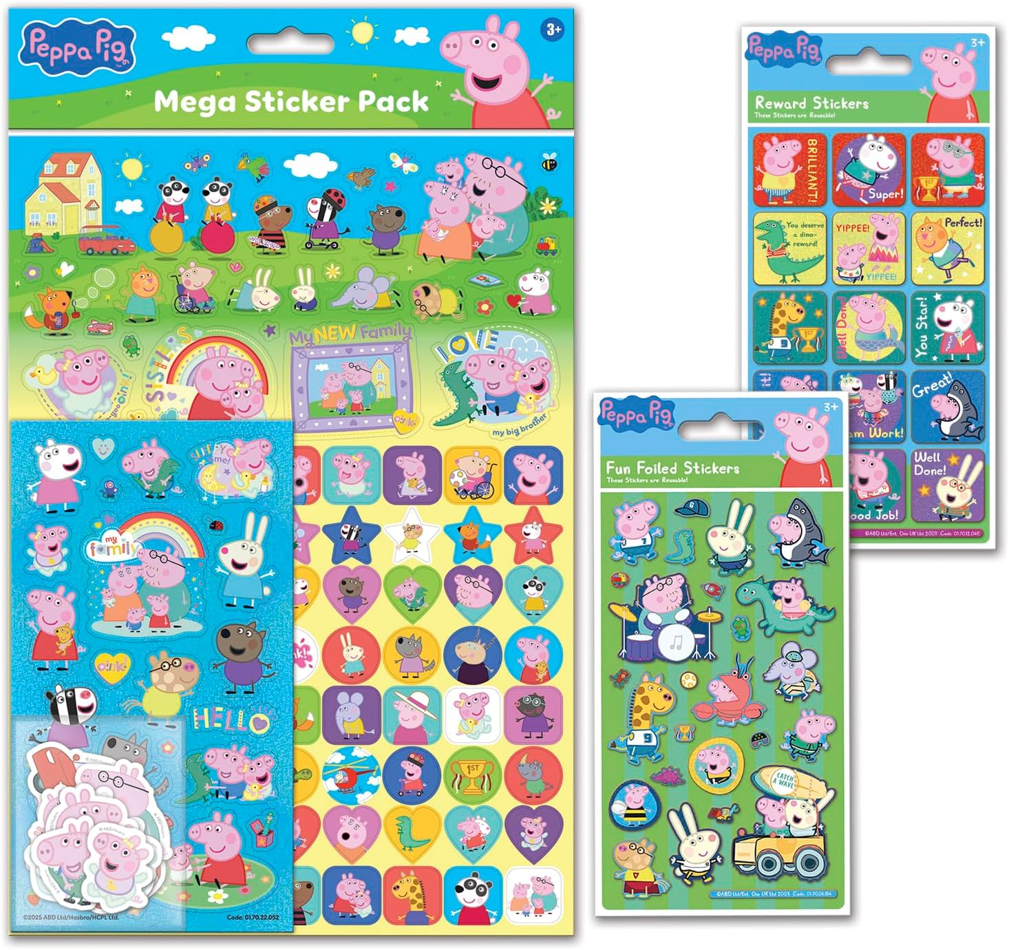 Peppa Pig Mega Sticker Collection | Big Bundle for Scrapbooking and Decoration | Reusable on Non-Porous Surfaces ,Blue / Pink,29.7cm x 21cm