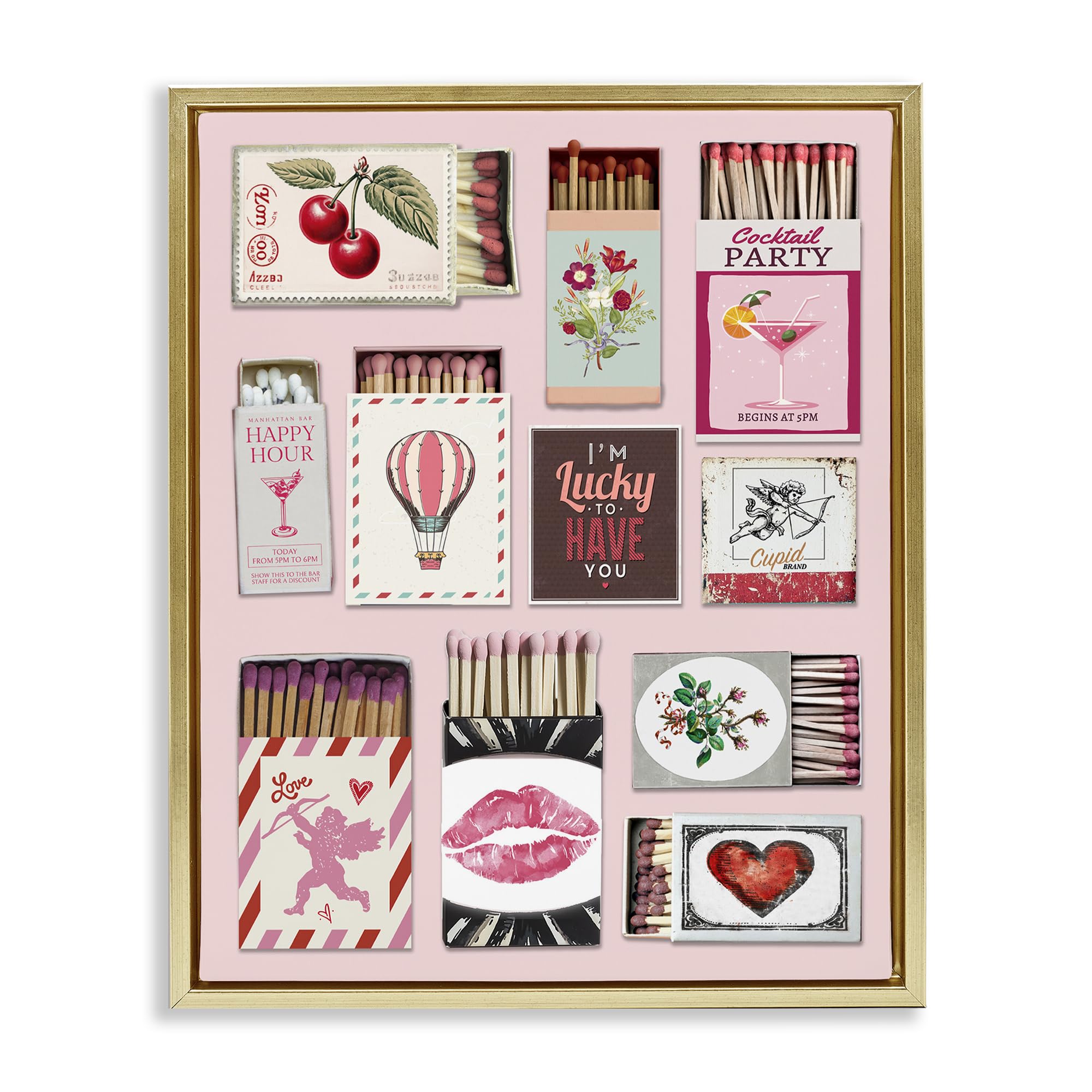 Vintage Romantic Matchbox Love, 24 x 30 Inch Canvas in Floater Frame