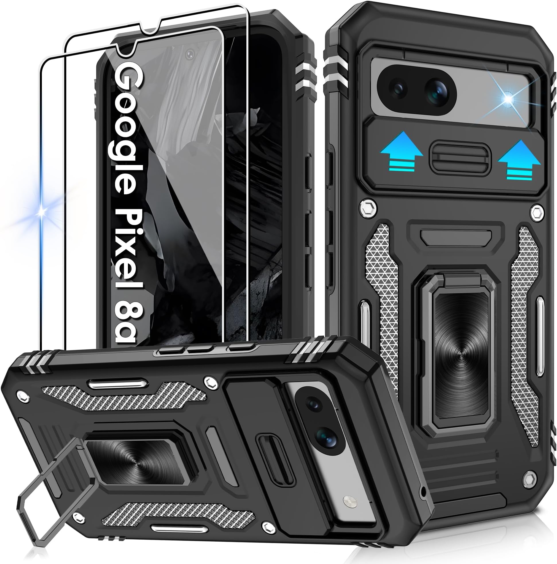 Jshru for Google Pixel 8a Case with 2 Pack Screen Protector,Military ...