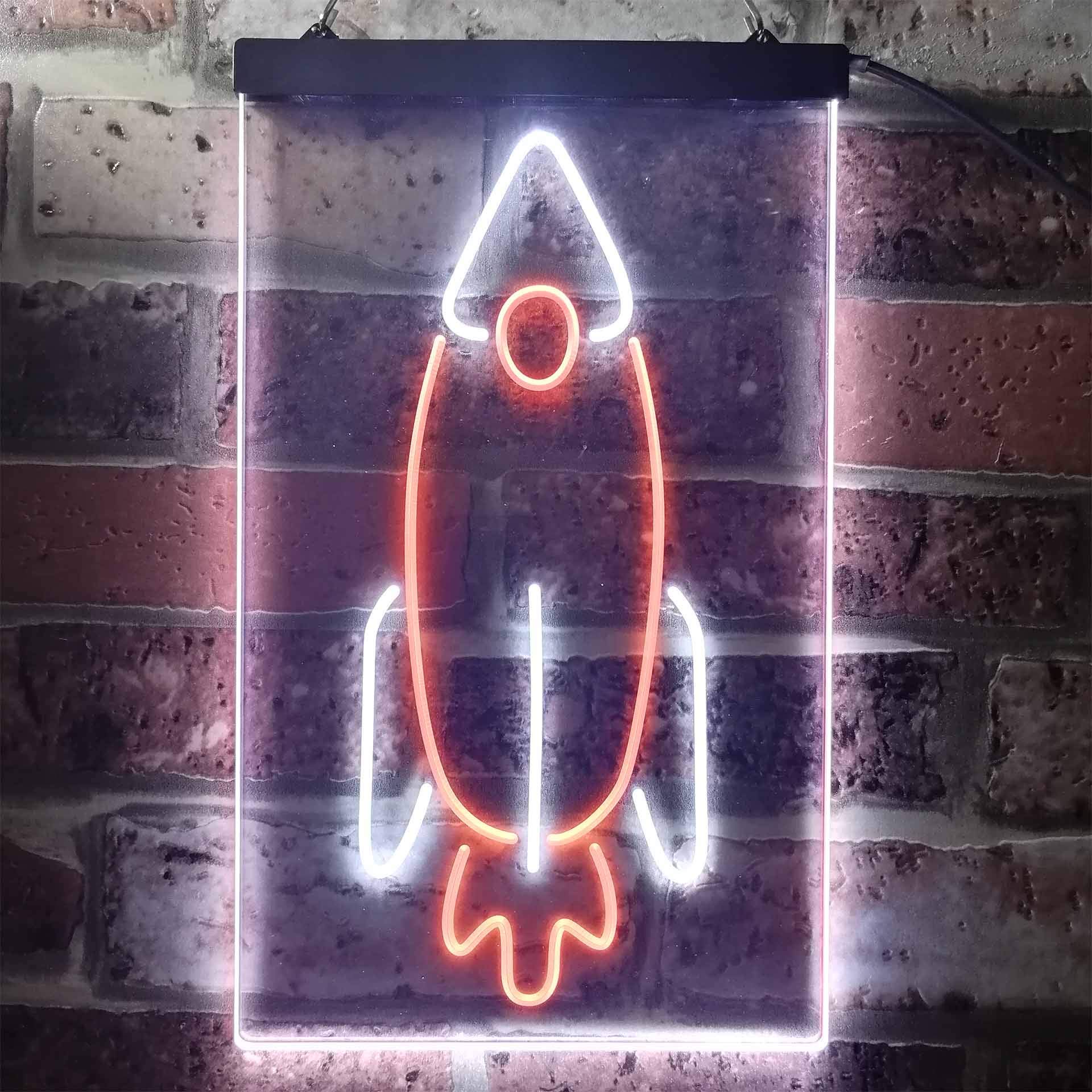 Insegna Luminosa LED ADVPRO Rocket Launch – Colori Bianco E Arancione, 400x600mm, Per Camera Ragazzi
