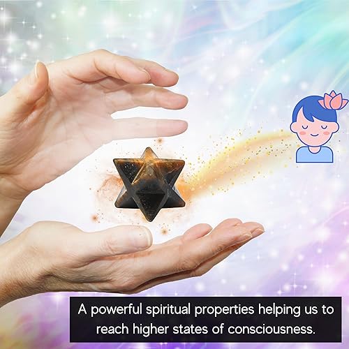 Miniatura 282 de Amazing Gemstone Larvikite Merkaba Crystal – Estrella de Merkaba metafísica de 1 pulgada para meditación – Cristal tetraedro energético y piedras