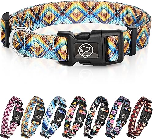 Collar floral para perro con hebilla ajustable, suave, diseño especial, collares de poliéster resistentes para perros pequeños, medianos y grandes,