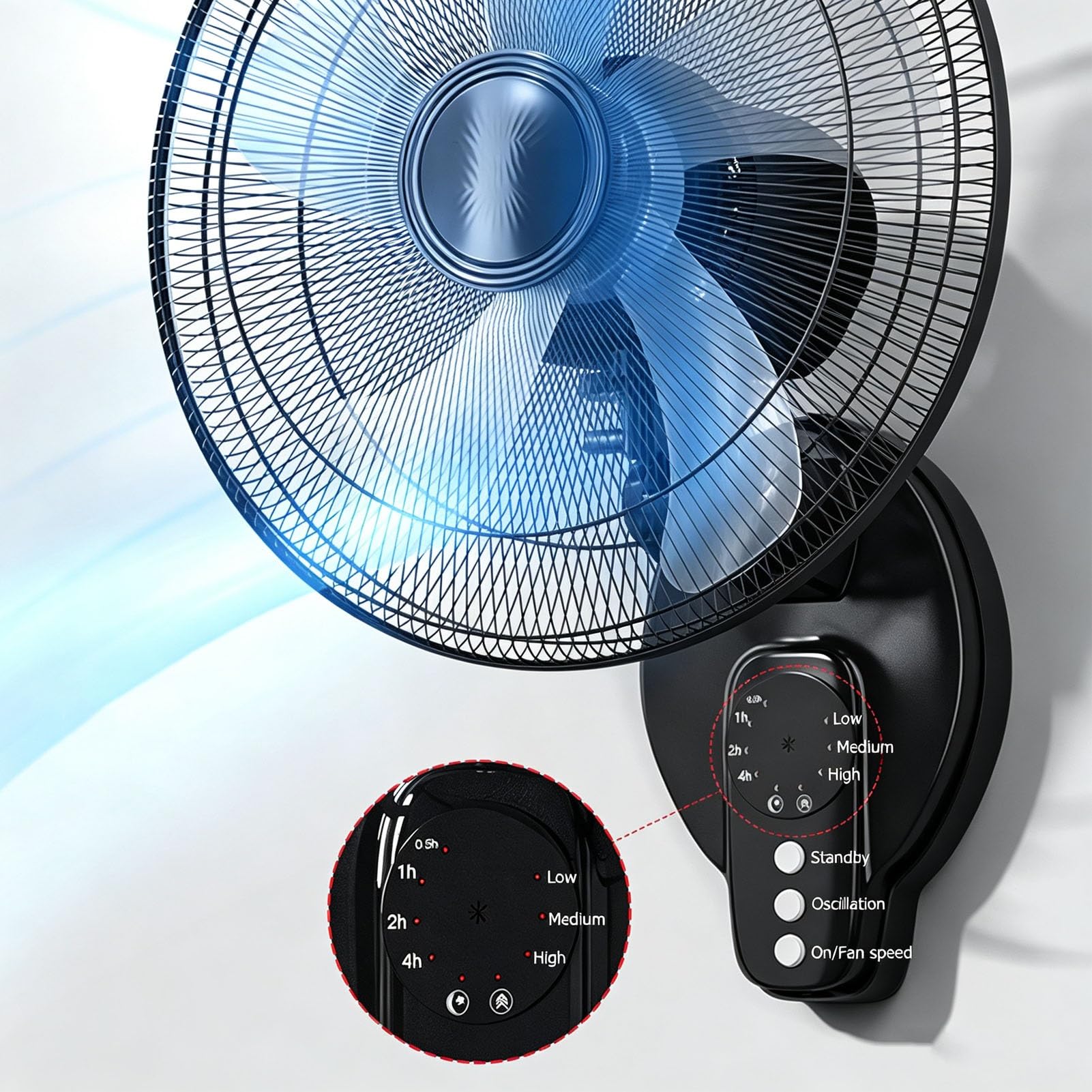 Ventilador de Pared con Temporizador y Mando a Distancia