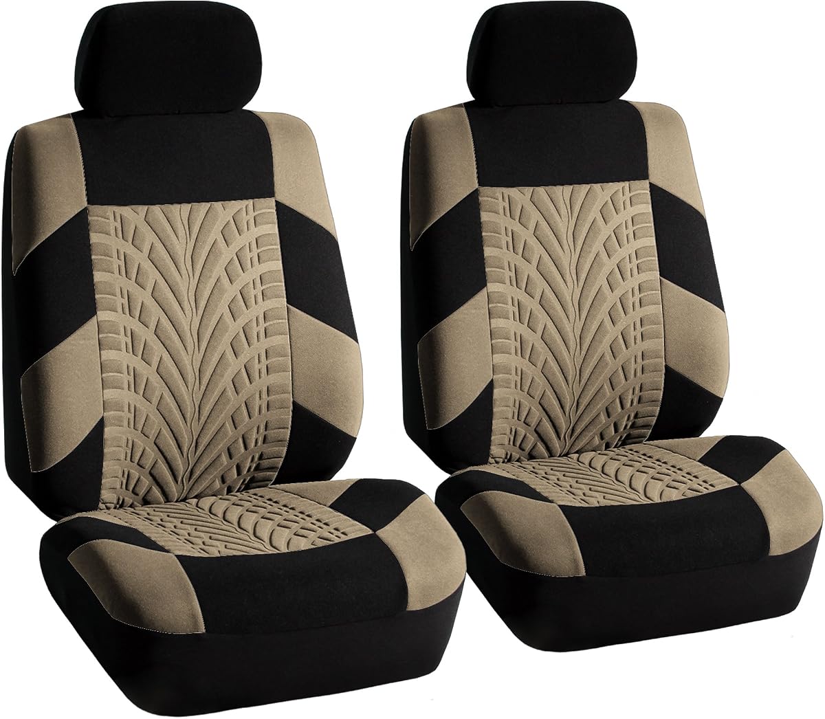 FH Group Travel Master Juego de fundas para asientos delanteros - Ajuste universal para automóviles, camionetas y SUV (Beige) FB071102