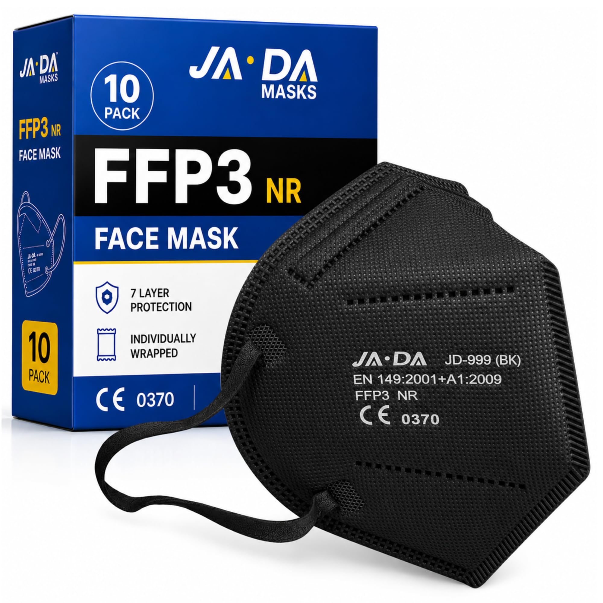 FFP3 Face Masks UK Certification EN149 - Pack of 10-7 Layer Individually Wrapped Disposable Dust Mask For Fine Dust Black Face Mask | FFP3 Masks