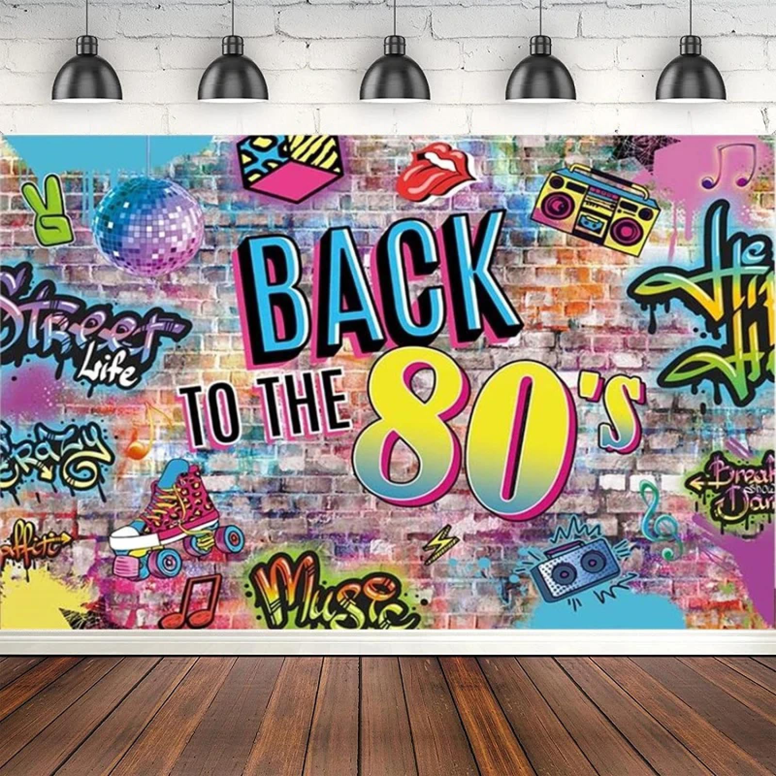 Sfondo Fotografico Torna Agli Anni '80 Graffiti Muro Di Mattoni Discoteca Musica Compleanno Decor Sfondo Poster Studio Fotografico