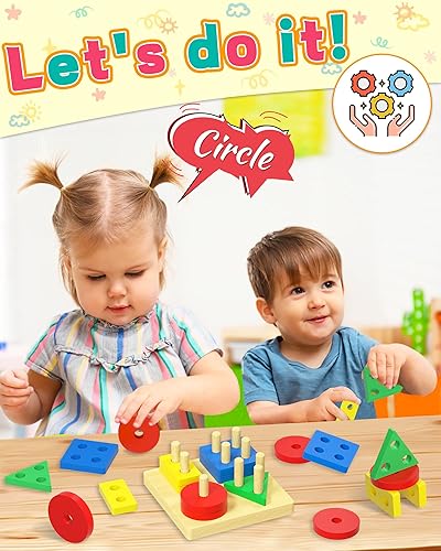 Miniatura 2 de Zartores Juguetes Montessori para niños y niñas de 1, 2 y 3 años, rompecabezas de madera, juguetes de clasificación y apilamiento para niños