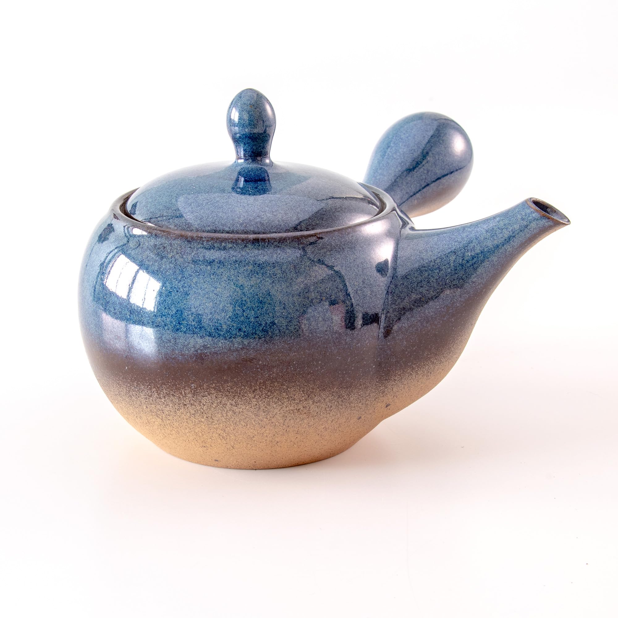 Asayu Japan Teiera tradizionale Kyusu - Namakoyu - Media, 350 ml (11,83 fl. oz), smalto blu - Prodotto in Giappone (Tokoname-Yaki) - Per tè verde e cerimonie del tè