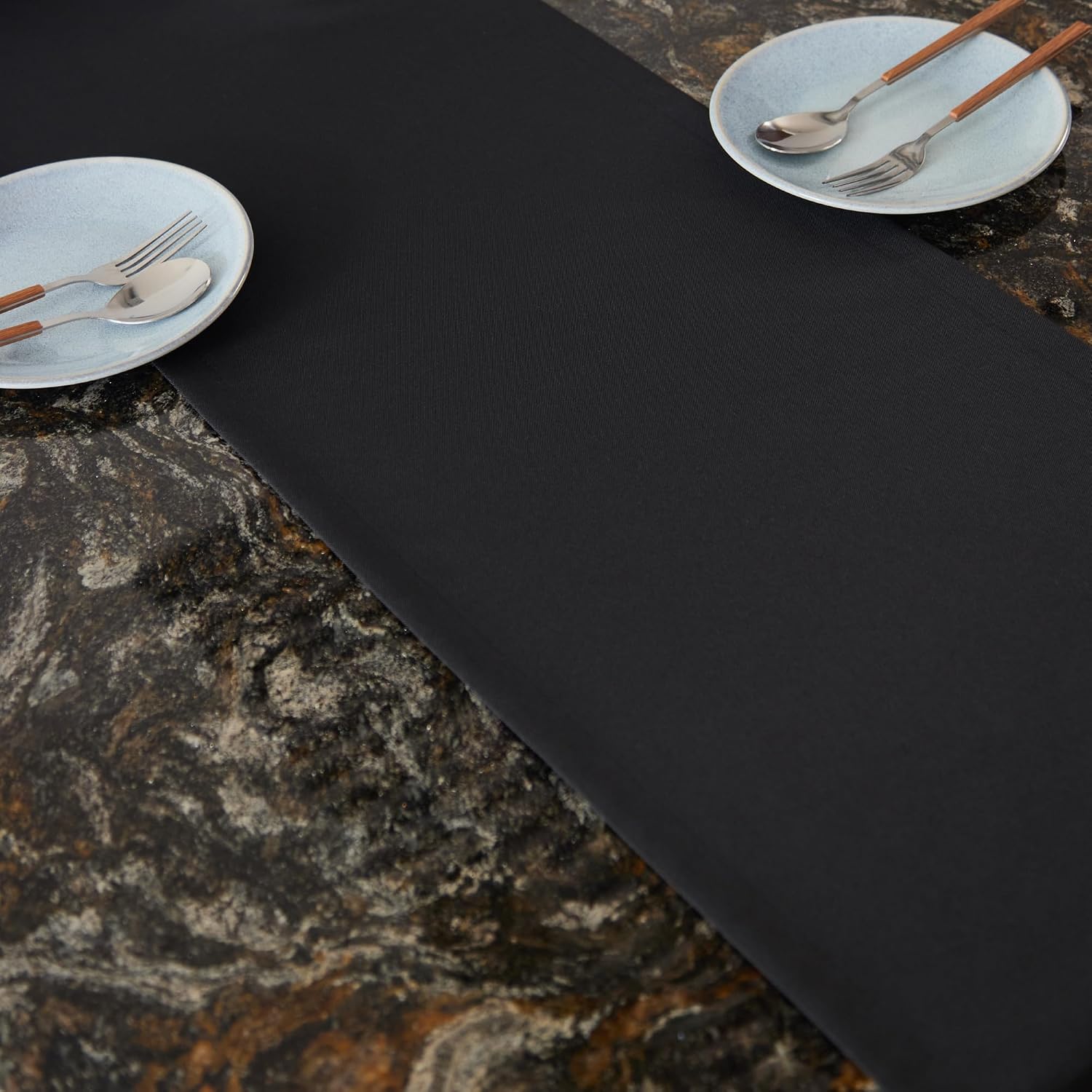Farmhouse Black Table Runner 14 x 72 Inchs | Rustic Decorative Solid Color Table Scarf for Table Party Wedding Camping
