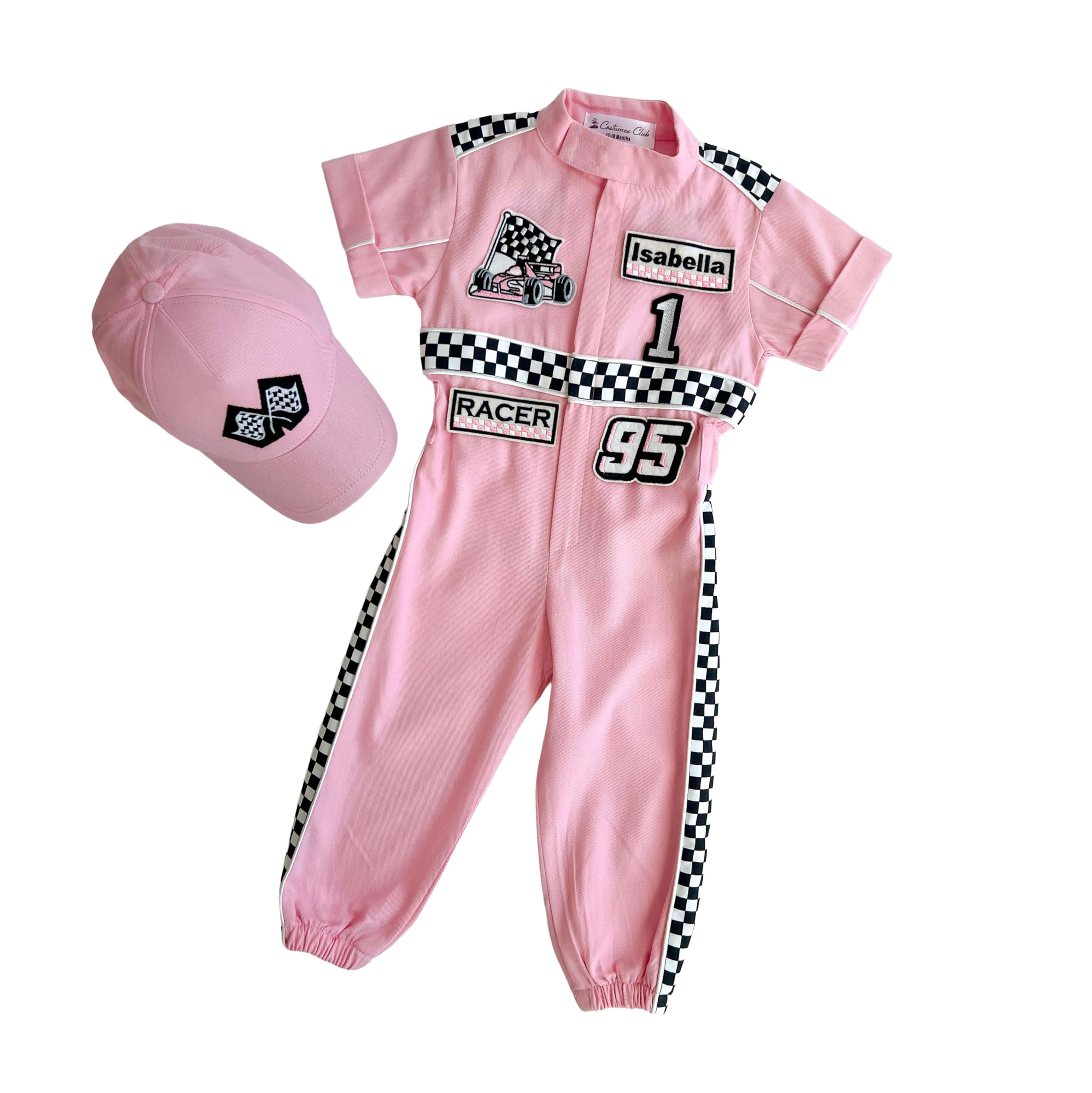 Costumes Club Personalized Handmade Race Car Driver Costume for Toddlers (6-9 Months, Pure Pink) — image 1