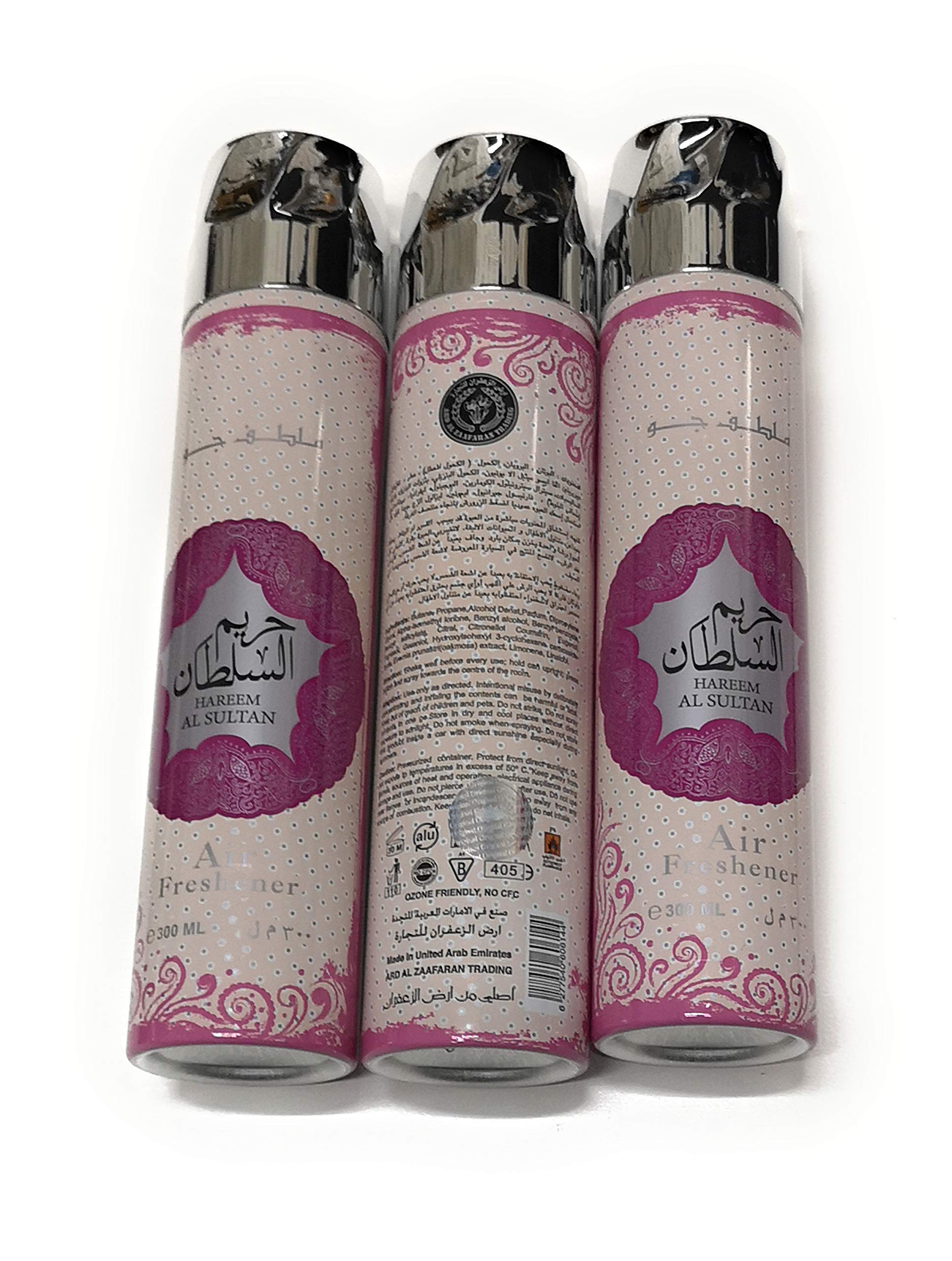 Ard Al Zafaran Multicolor Pack Of 3 Hareem Al Sultan 300 Ml Aerosol Air Freshener