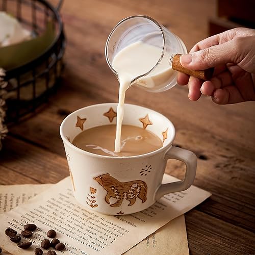 Miniatura 7 de Juego de 4 tazas de café de cerámica vintage de 12 onzas, hechas a mano, cerámica, campo, granja, otoño, tazas de té con mango grande para café con