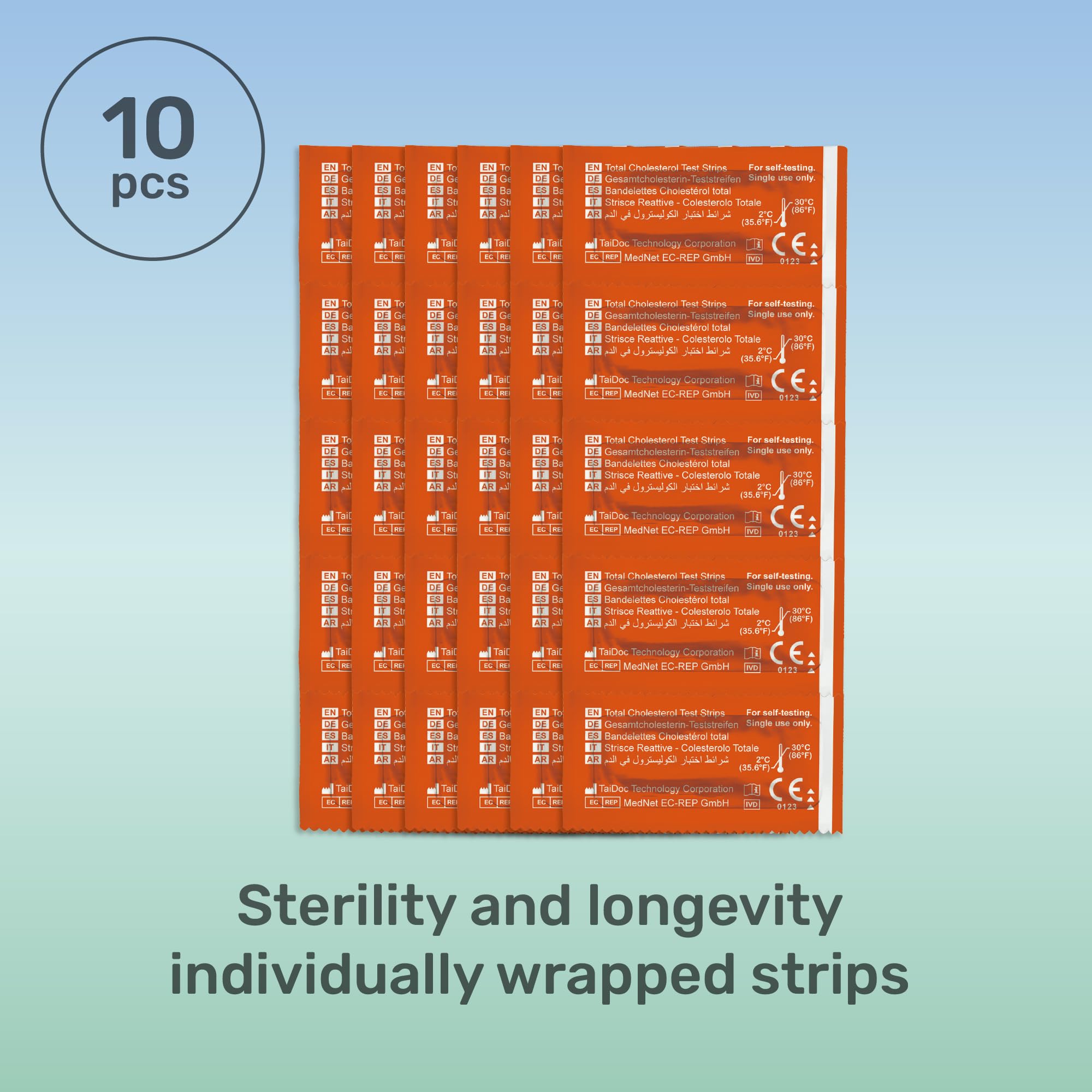 MbH Blood Cholesterol Monitoring Test Strips 10 Single Pack in Procheck Smartphone dongle Home Health Test Quick, Simple & Easy-to-Use, Clear Easy to Read Results - Android System Type-C & iOS System