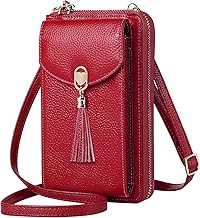 BTNEEU Sac Téléphone Portable Femme Portefeuille RFID Blocage Pochette Bandoulière Cuir Portefeuille Pochette Femme Petite Pochette Bandoulière avec Emplacement Pour Carte (Rouge)