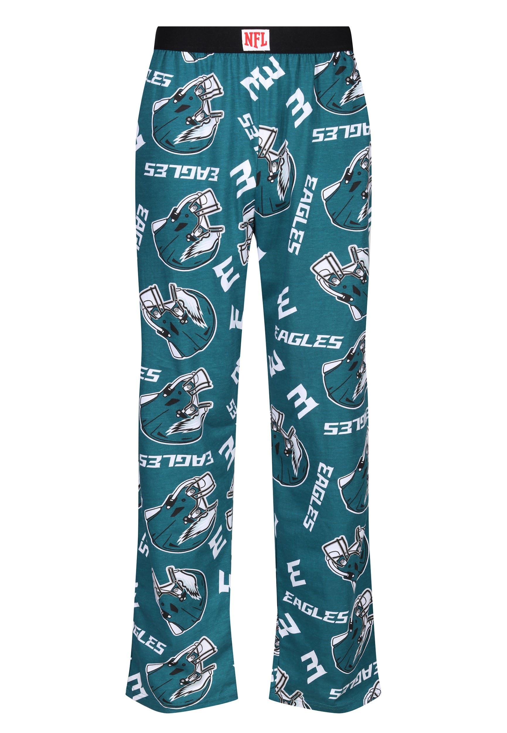 NFL Football Lounge Pants - Adults Unisex Midnight Green Eagles Helmet Print Cotton Fabric Pyjamas Bottoms for Loungewear Nightwear