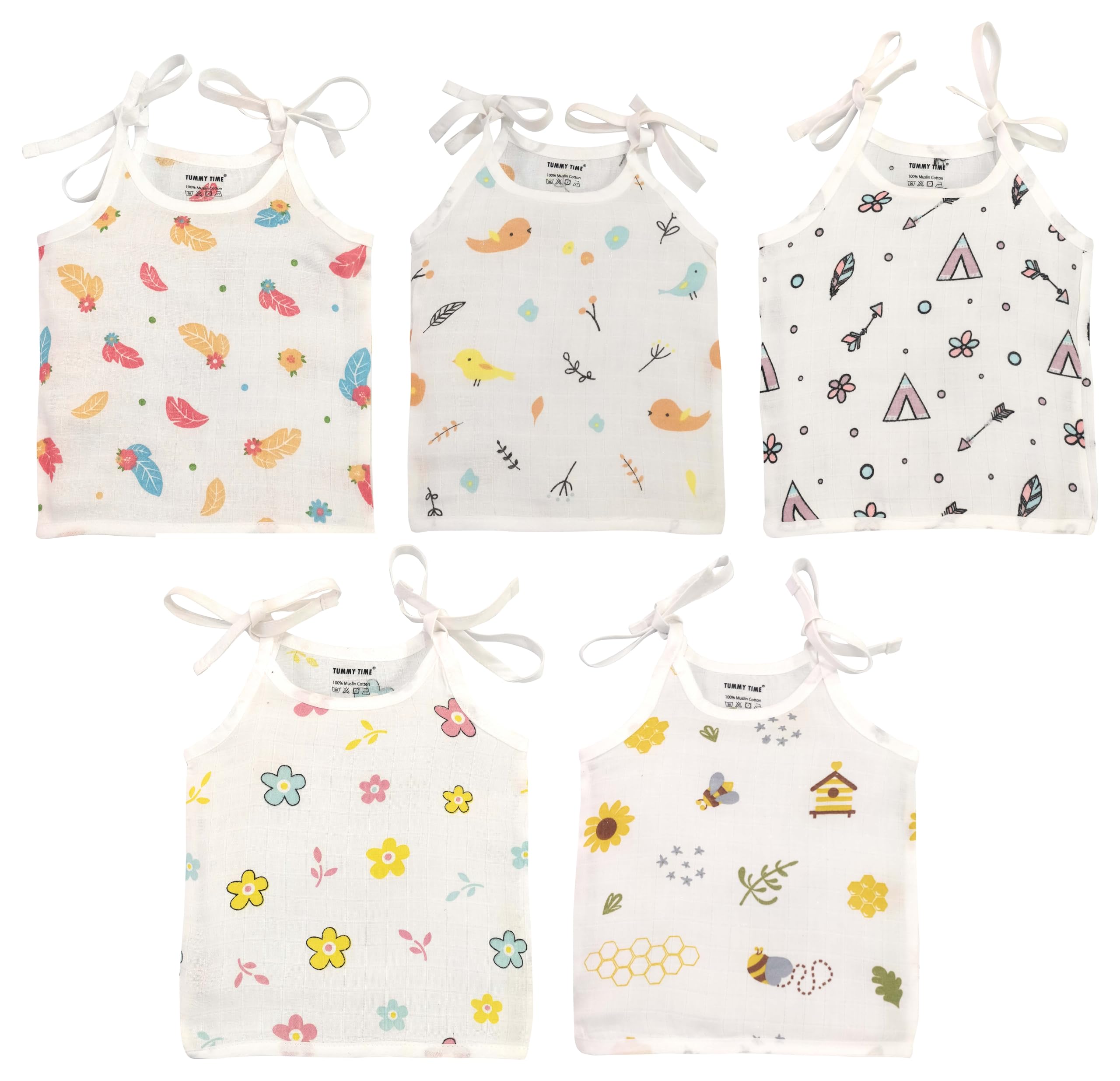 100% Cotton Muslin Knot Type Jabla | White Jhabla | Assorted Pack of 5 | for Boys & Girls | Summerwear Jabala | Sleeveless Vest | Baby Products-image-10