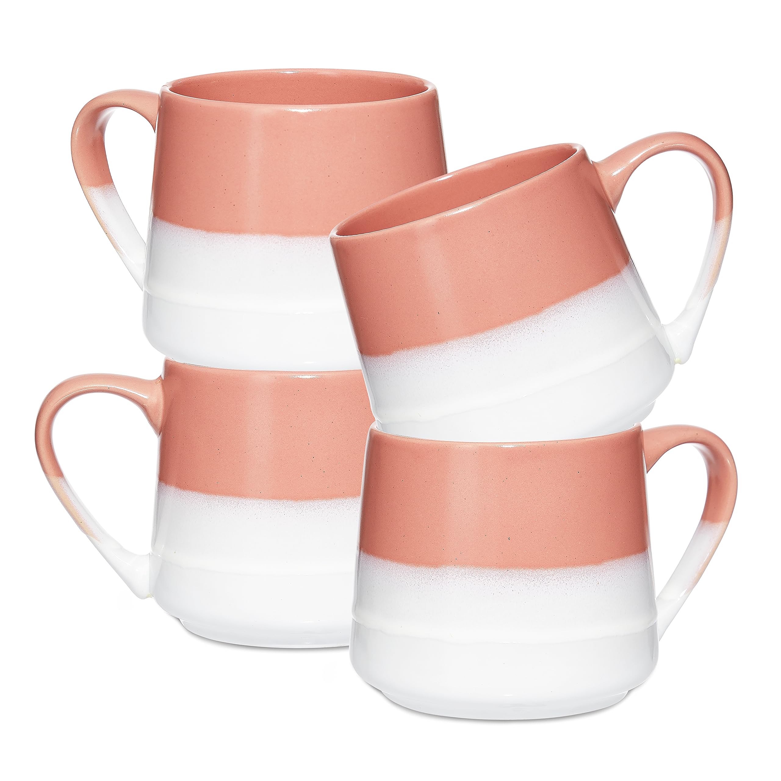 SHEFFIELD HOMESet of 4 Stoneware Coffee Mugs- Ombre Printed Bright & Colorful Coffee Cups, Mugs for Tea, Latte, and Hot Chocolate, 21 oz (Pink Ombre)