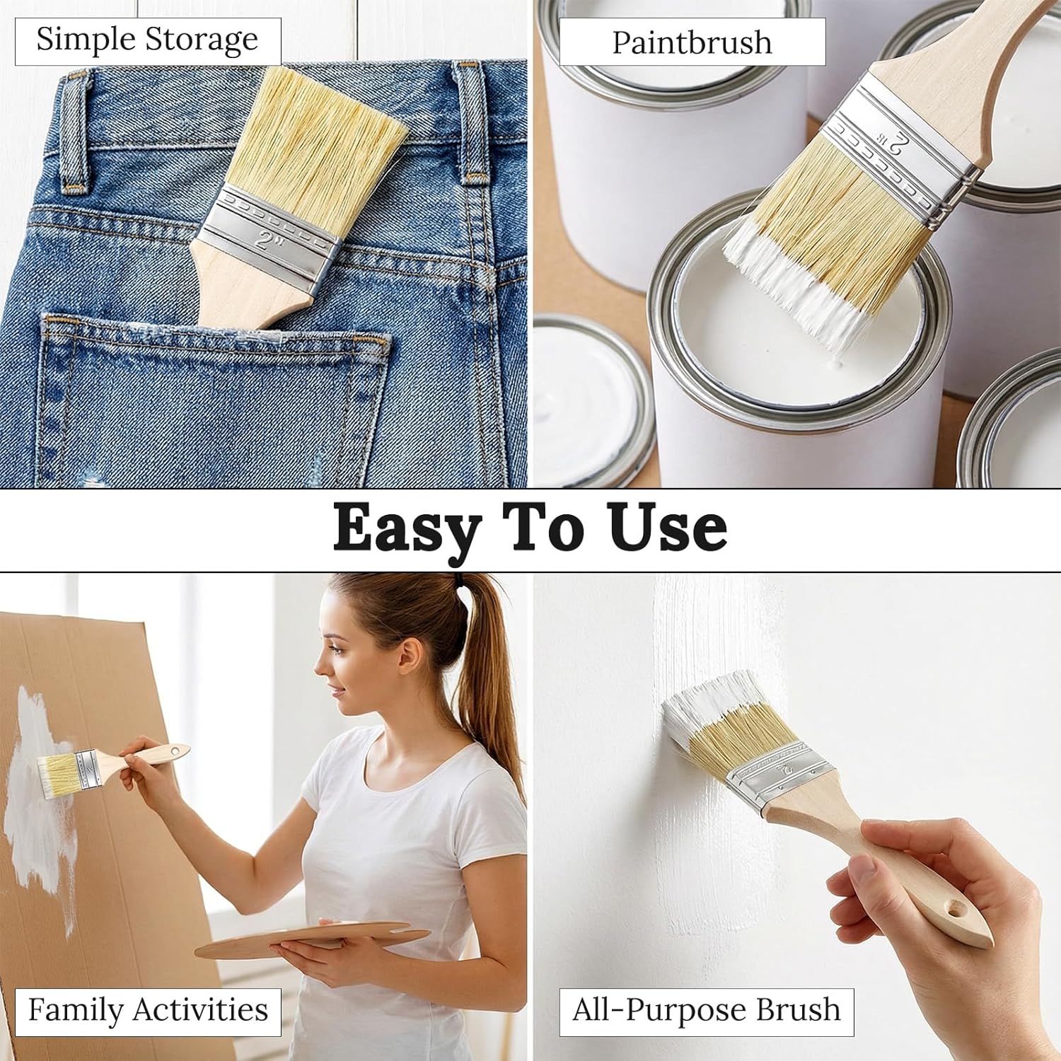 120 Pieces 2 Inch Chip Brushes, Bulk All Purpose Paint and Stain Brushes Set for Painting, Varnish, Glue, Epoxy, Art Crafts, Wood, Walls and Furniture