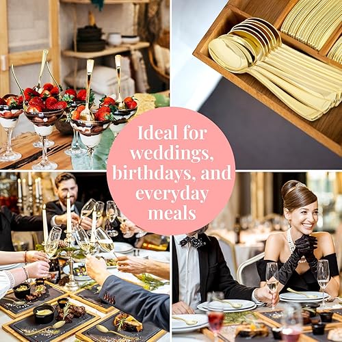 Vista 30 de Prestee 100 cucharas de plástico transparente a granel – Cucharas de plástico desechables duraderas – Cuchara resistente al calor – Paquete de Claro